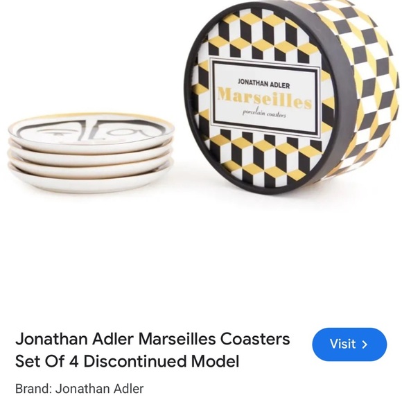 NWT SOLD OUT Jonathan Adler Marseilles Coasters Set of 4 Discontinued - Picture 10 of 14